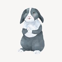 Cute stadning rabbit watercolor illustration