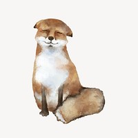 Cute smiling fox watercolor illustration 