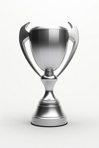 Silver trophy white background achievement lighting. 