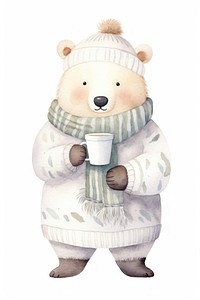 Cup white bear toy. 