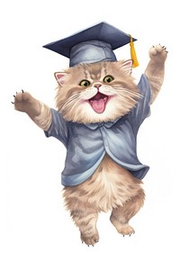 Fluffy cat student graduation portrait mammal. 