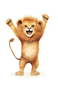 Happy lion mammal animal white background. 