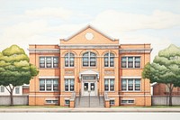 Stereotype school building architecture house city. AI generated Image by rawpixel.