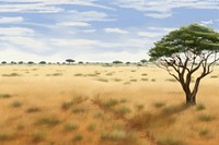 Savanna landscape grassland outdoors. 