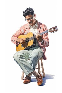 Hispanic music teacher musician sitting guitar. AI generated Image by rawpixel.