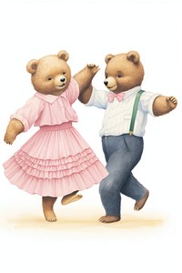 Couple bear dancing cute fun toy. AI generated Image by rawpixel.