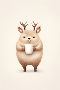 Deer holding coffee mammal animal rodent. 