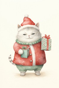 Cat holding a gift bag Like Santa Claus mammal animal cute. 