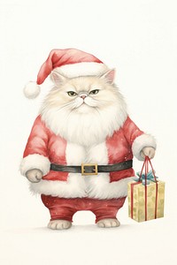 Cat holding a gift bag Like Santa Claus mammal pet representation. 