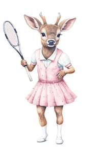 Deer playing tennis sports drawing mammal. 