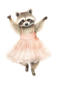 Raccoon dancing ballet raccoon drawing animal. 