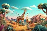 Wildlife outdoors giraffe cartoon. AI generated Image by rawpixel.