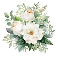 White flowers rose plant green. AI generated Image by rawpixel.