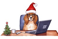 A dog playing a social media animal christmas computer. AI generated Image by rawpixel.