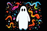 Spooky colorful ghost pattern on black background. AI generated image by rawpixel.