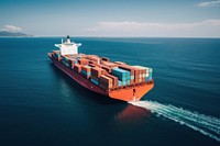 Cargo ship container vehicle boat. AI generated Image by rawpixel.
