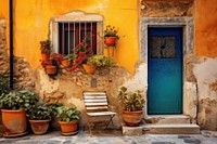 Historic mediterranean city architecture door building. 