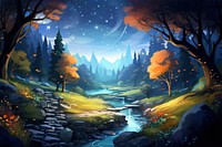 Nature landscape outdoors painting. AI generated Image by rawpixel.