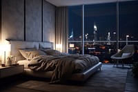 Modern minimal bedroom architecture comfortable furniture. 