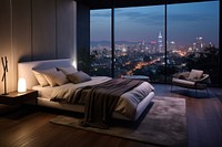 Modern minimal bedroom architecture comfortable furniture. 