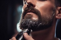 Shaving beard adult man hairstyle. 