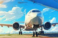 Airplane aircraft airliner airfield. AI generated Image by rawpixel.
