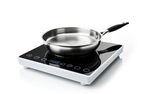 Electric pan kitchen wok white background.