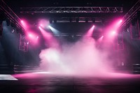 Concert stage spotlight illuminated smoke. 