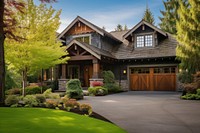 Craftsman style home garage architecture outdoors. AI generated Image by rawpixel.