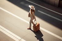 Woman business travel, design resource. 