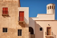 Historic mediterranean city architecture building window.