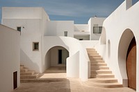 Historic mediterranean city architecture staircase building. 