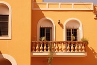 Historic mediterranean city architecture building balcony.