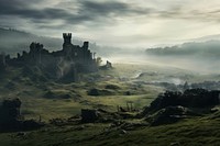 Mist Medieval architecture medieval outdoors. AI generated Image by rawpixel.