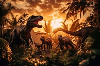 Dinosaur outdoors animal landscape. AI generated Image by rawpixel.