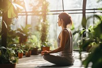 Lotus position sitting plant yoga. AI generated Image by rawpixel.