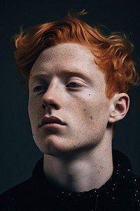 Freckle man brond hair portrait photography adult. AI generated Image by rawpixel.