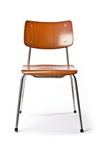 A lecture-room chair furniture wood white background. AI generated Image by rawpixel.