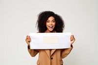 Woman holding a Sale banner adult happy text. AI generated Image by rawpixel.