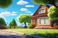 House lawn architecture landscape. AI generated Image by rawpixel.