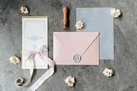 Blooming floral envelope mockup set