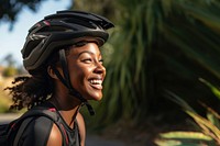 Helmet bicycle smiling smile. AI generated Image by rawpixel.