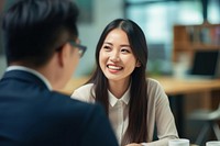 Office worker smiling adult conversation togetherness. AI generated Image by rawpixel.