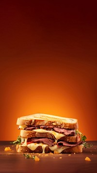 grill roast beef sandwich with melt cheese, isolated on color background.  