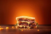 grill roast beef sandwich with melt cheese, isolated on color background. AI generated Image by rawpixel. 
