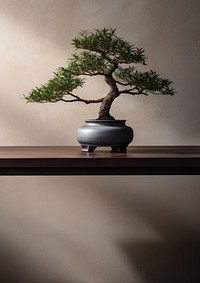 photo of a bonsai tree in the room.  