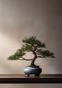 photo of a bonsai tree in the room.  