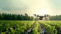 photo of drone in agriculture, drone spraying water. AI generated Image by rawpixel. 