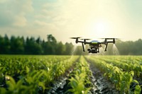 photo of drone in agriculture, drone spraying water. AI generated Image by rawpixel. 