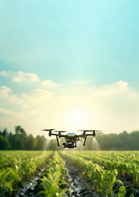 photo of drone in agriculture, drone spraying water. AI generated Image by rawpixel. 